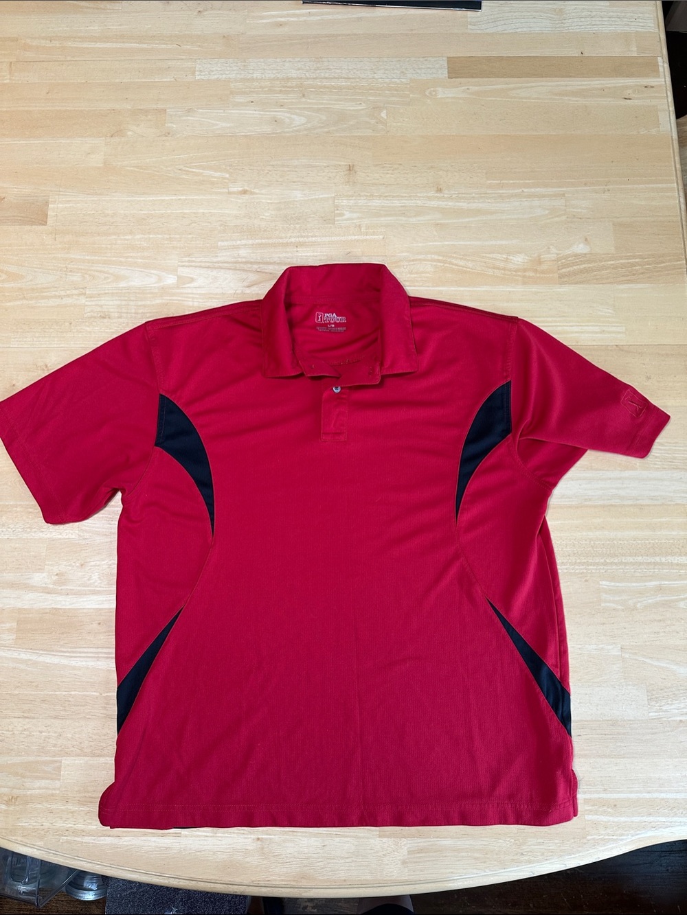 PGA Tour Red Polo with Blacku Side Panels